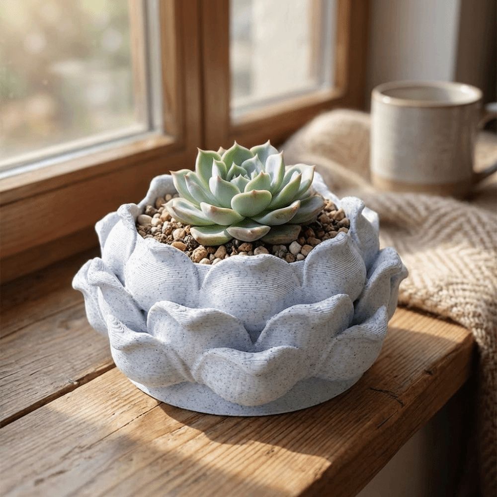 3D Printing Pot - Lotus Şeklinde Sukulent Bitki Saksısı 3D