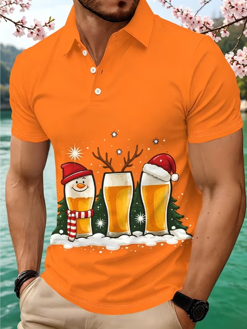 Erkekler için Noel temalı polo - 3D Printing Xmas incelemesi ve fiyatı