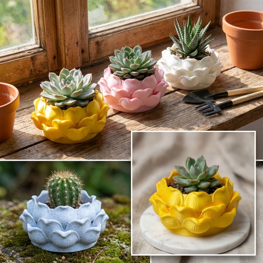 Lotus Şeklinde Sukulent Bitki  - 3D Printing Pot incelemesi ve fiyatı